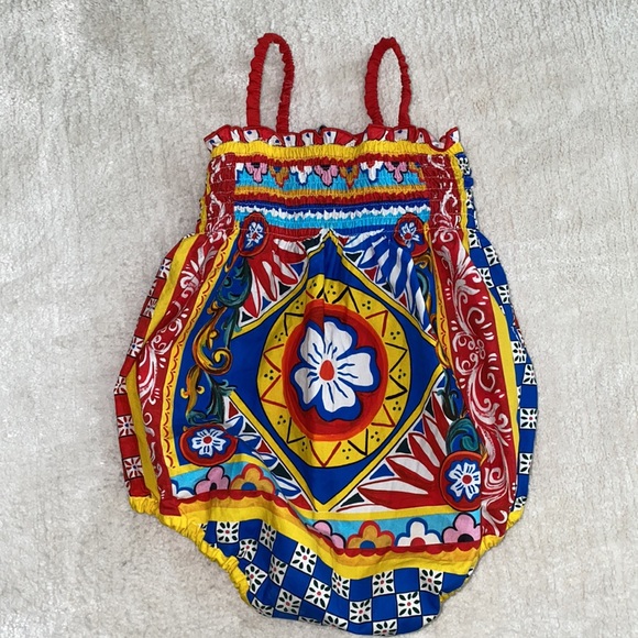 DOLCE&GABBANA Carretto Print Poplin Bubble Romper size 6-9 months - Picture 6 of 7